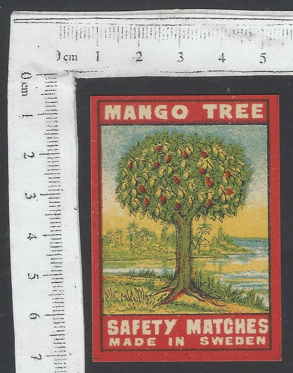 AOP India vintage matchbox label Mango Tree Made in Sweden