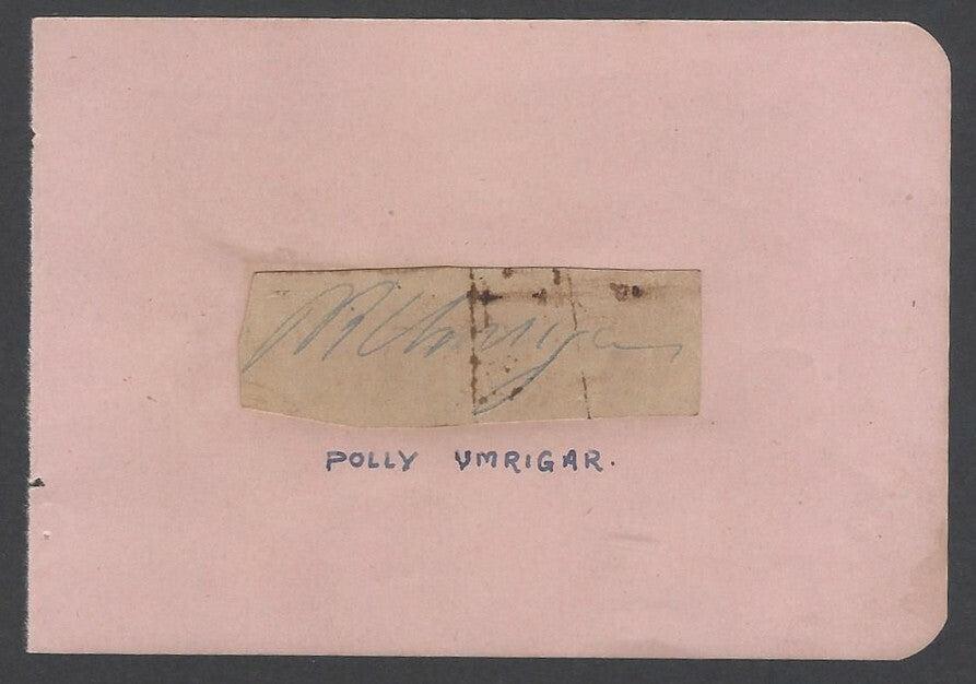 AOP India POLLY UMRIGAR Cricketer signed autograph book page