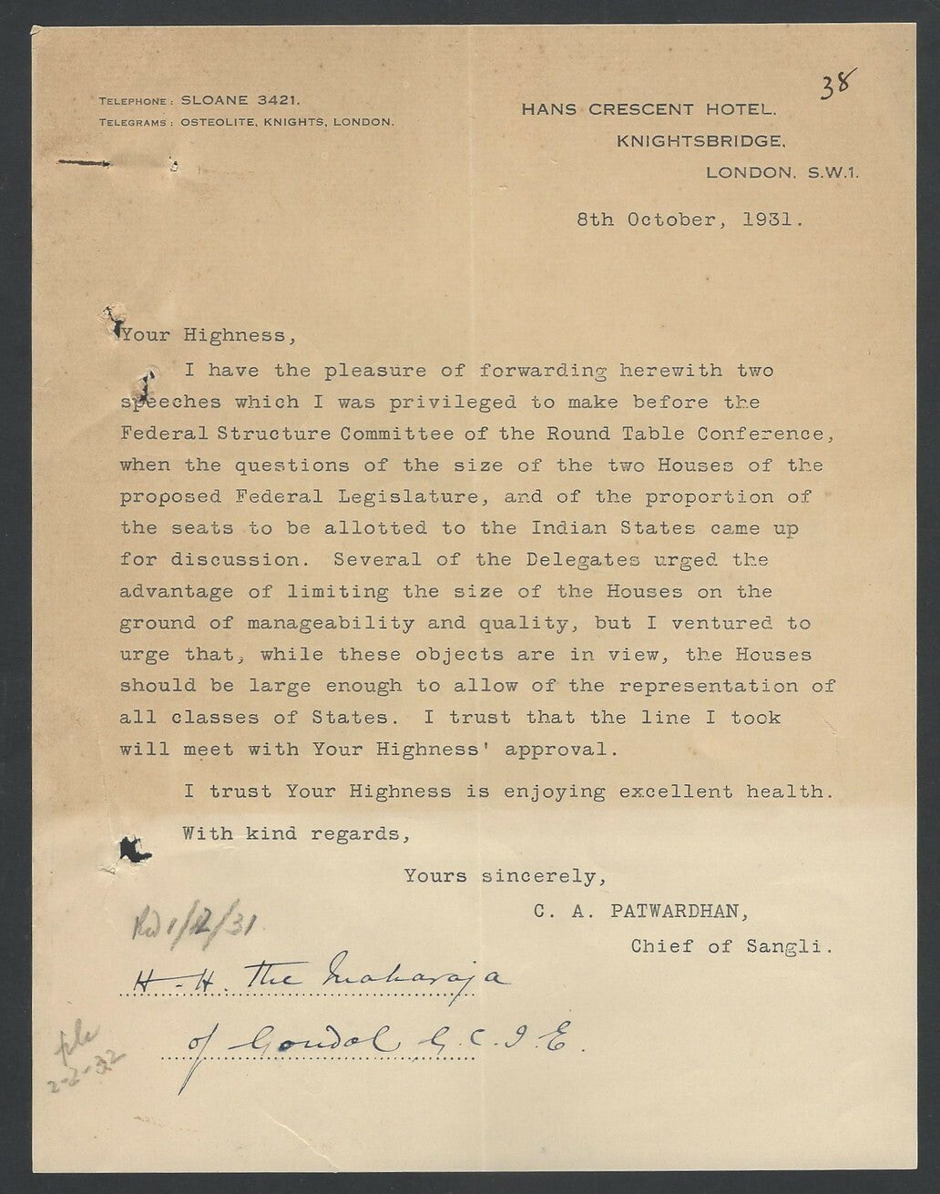 India 1931 Round Table conference correspondence