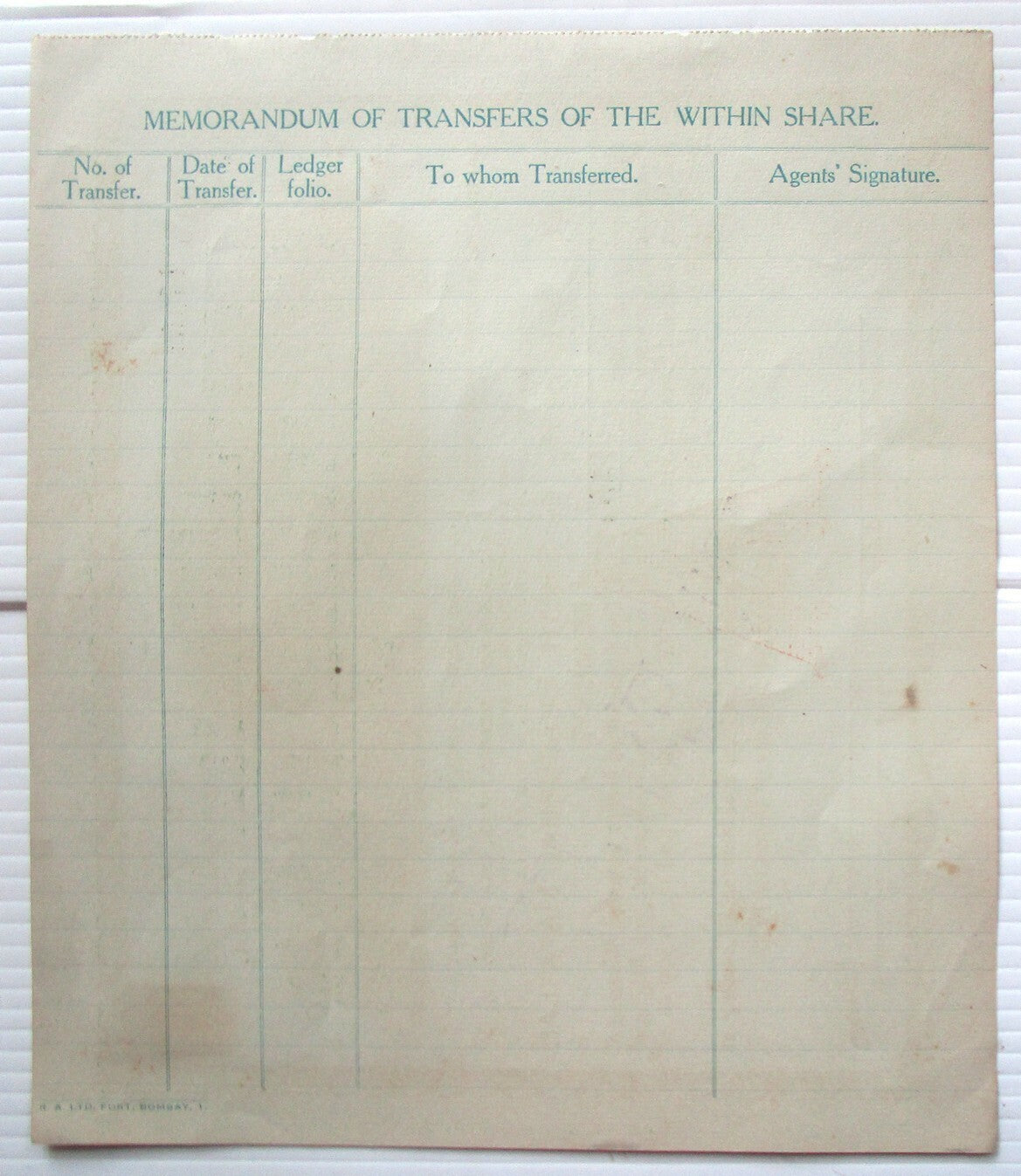 India The Ahmedabad Jupiter Spinning Co. Ltd. 1935 share certificate
