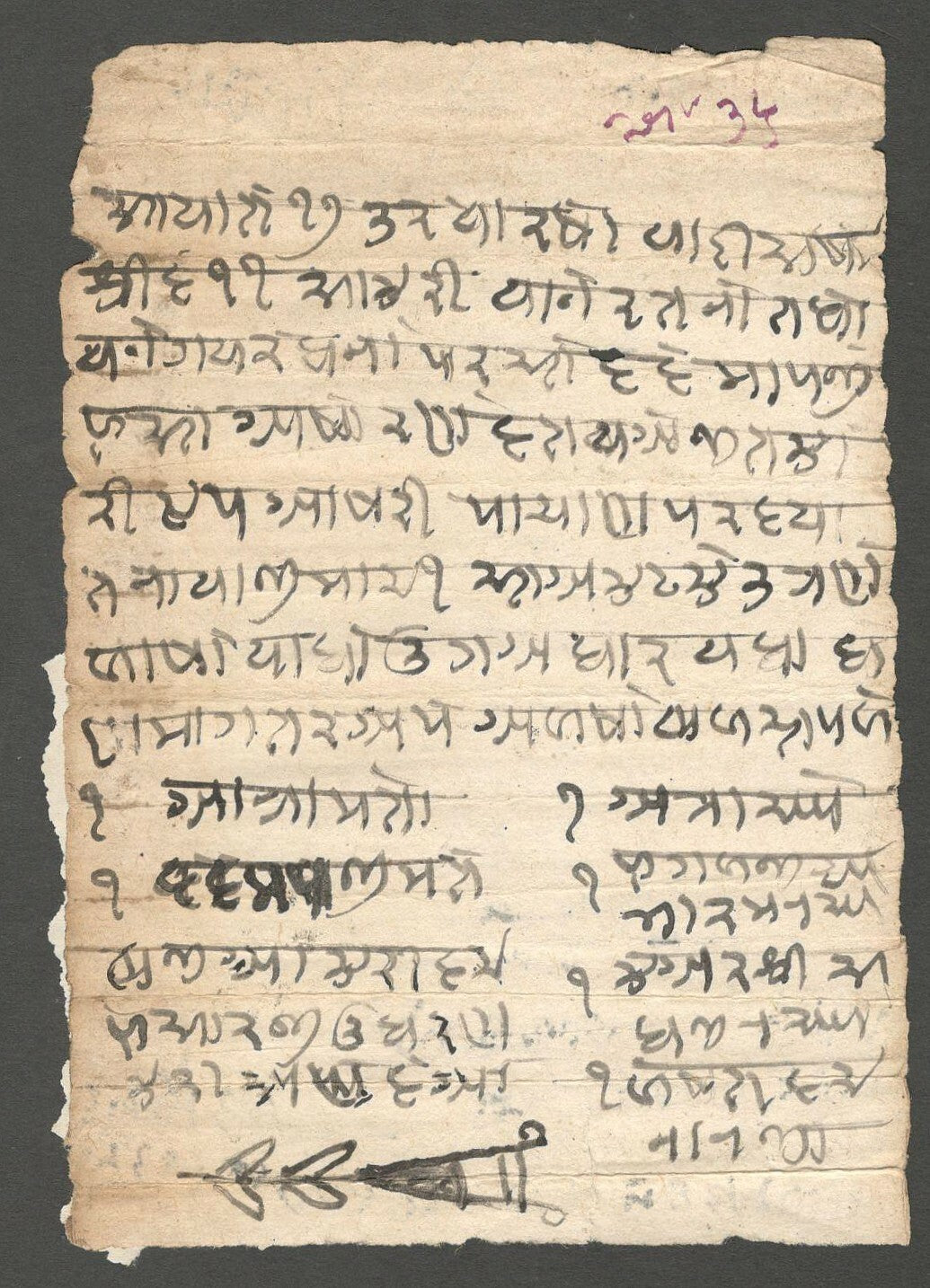 AOP India 1675 (Samvat 1732) Chilka Dak entire wth guild sign FLORAL DAGGER HEAD
