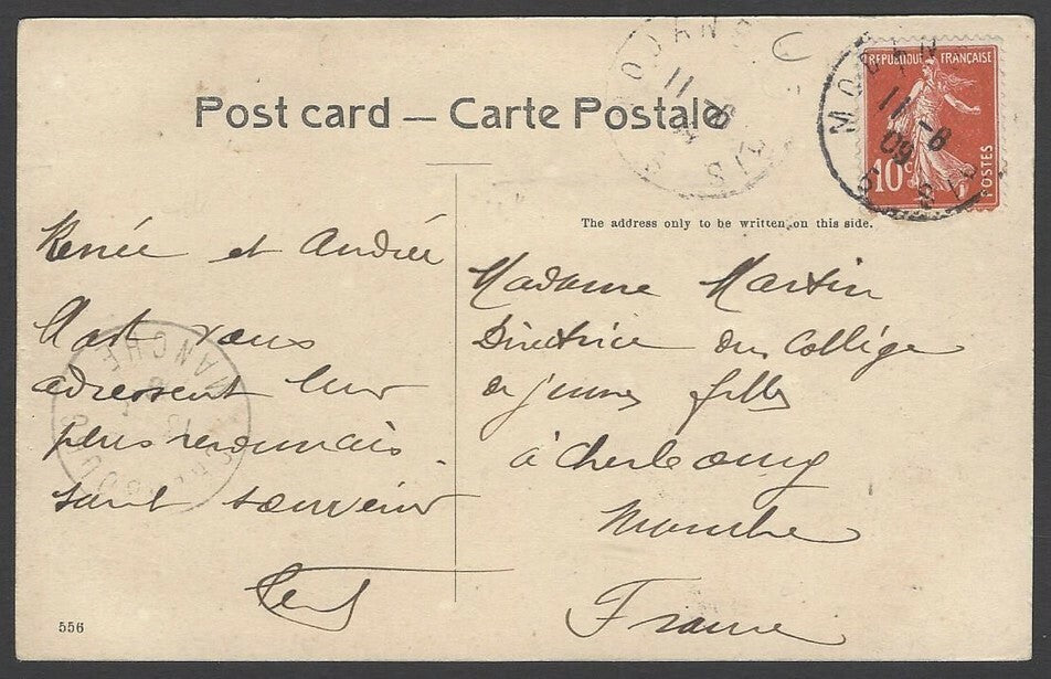 India A RECKLA vintage postcard used 1909 in France