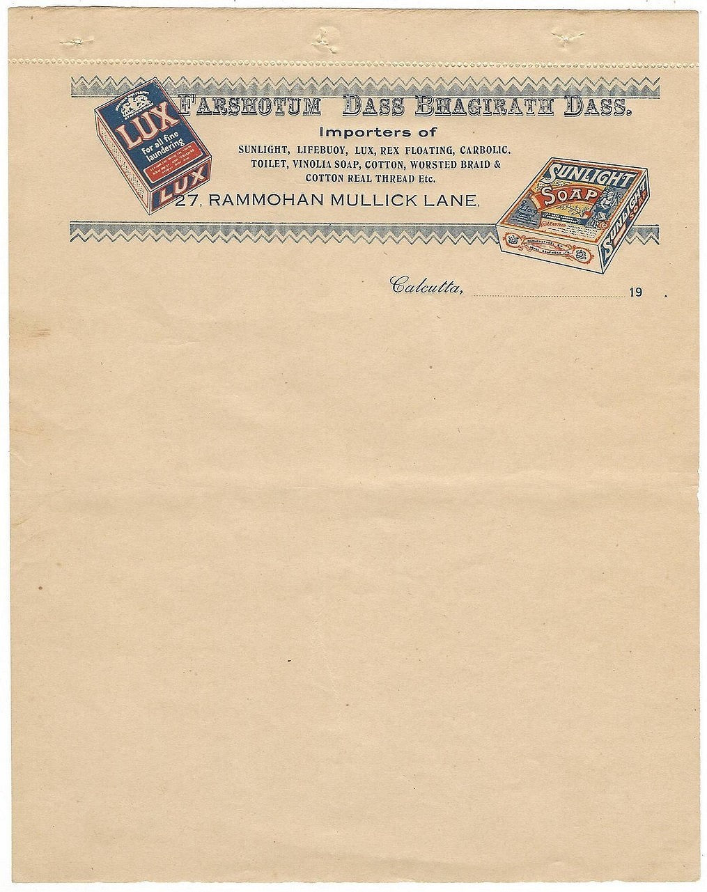 India 1900s pictoral advertisemnt letterhead Lux Laundry Soap –read story Ӝ