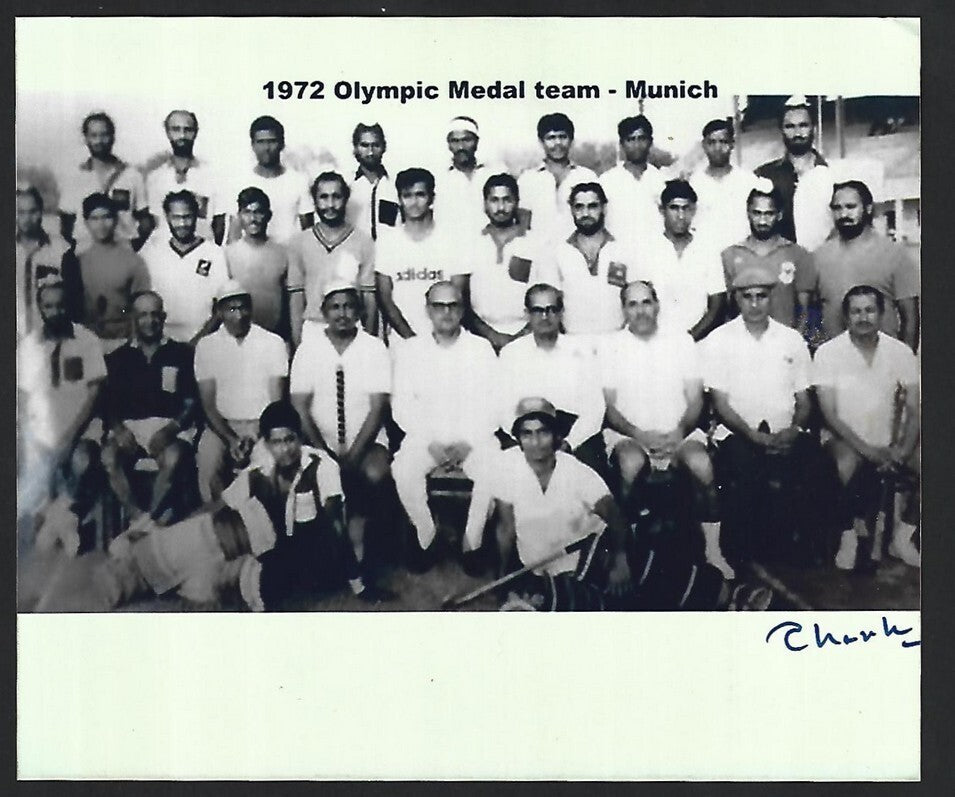 India 1972 Olympics Medal Team photo signed player Charles Cornelius