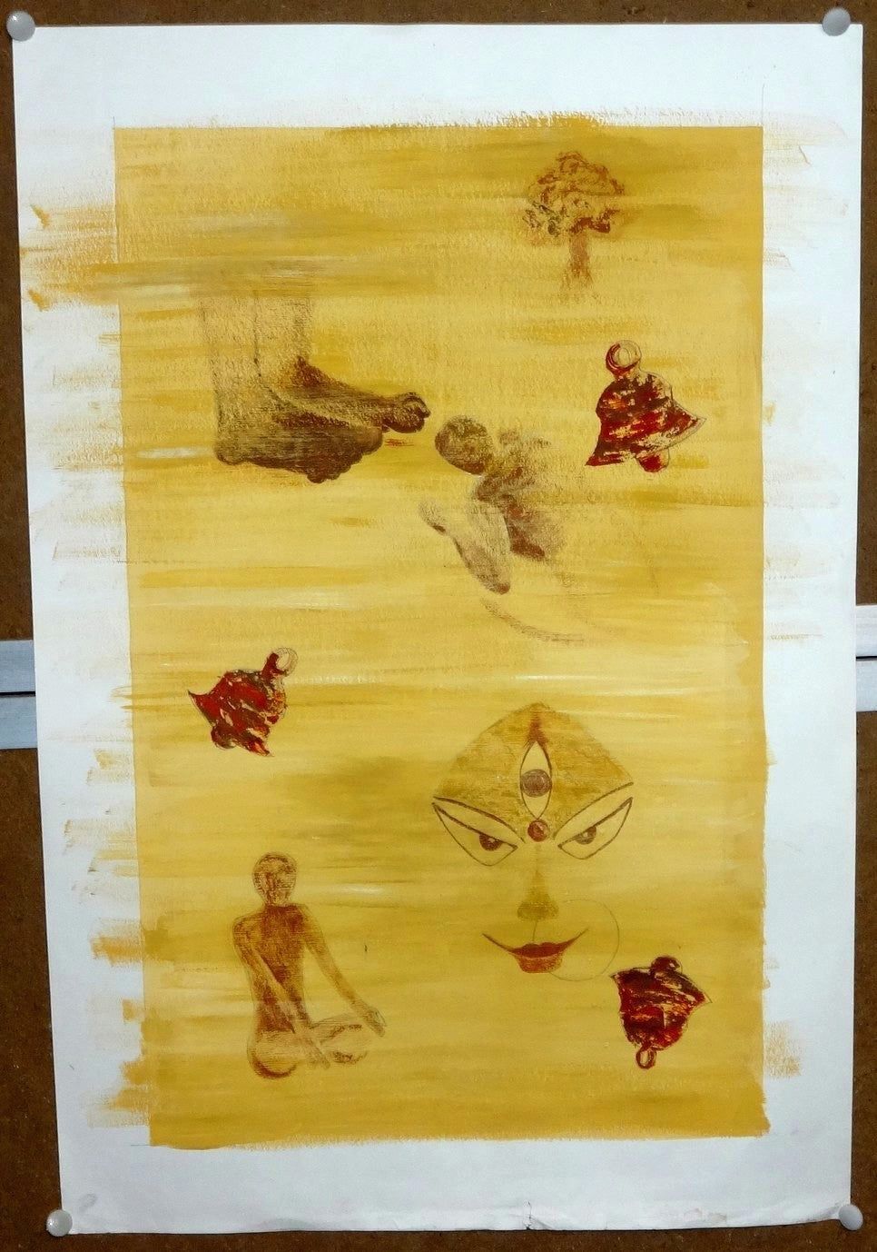 Indian Art (modern) BUDDHA: THE AWAKENING by Rajwant Kaur Sandhu 15” x 22” zaz
