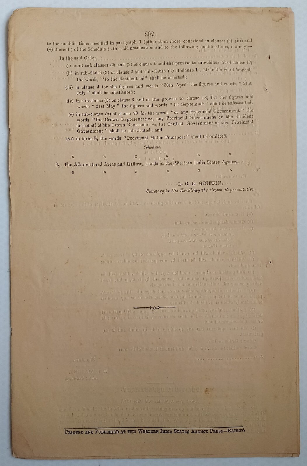 (AOP) India WISA Gazette 1944 WW2 used Motor Vehicles Control Order