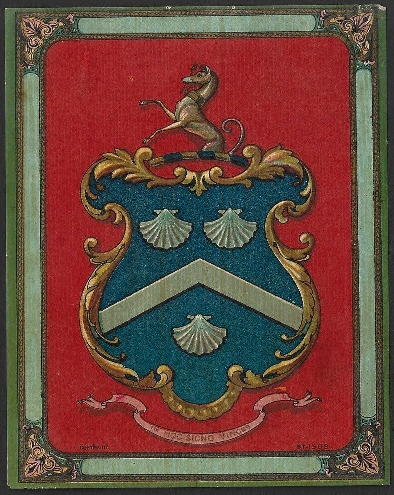 India vintage generic textile litho label - COURT OF ARMS