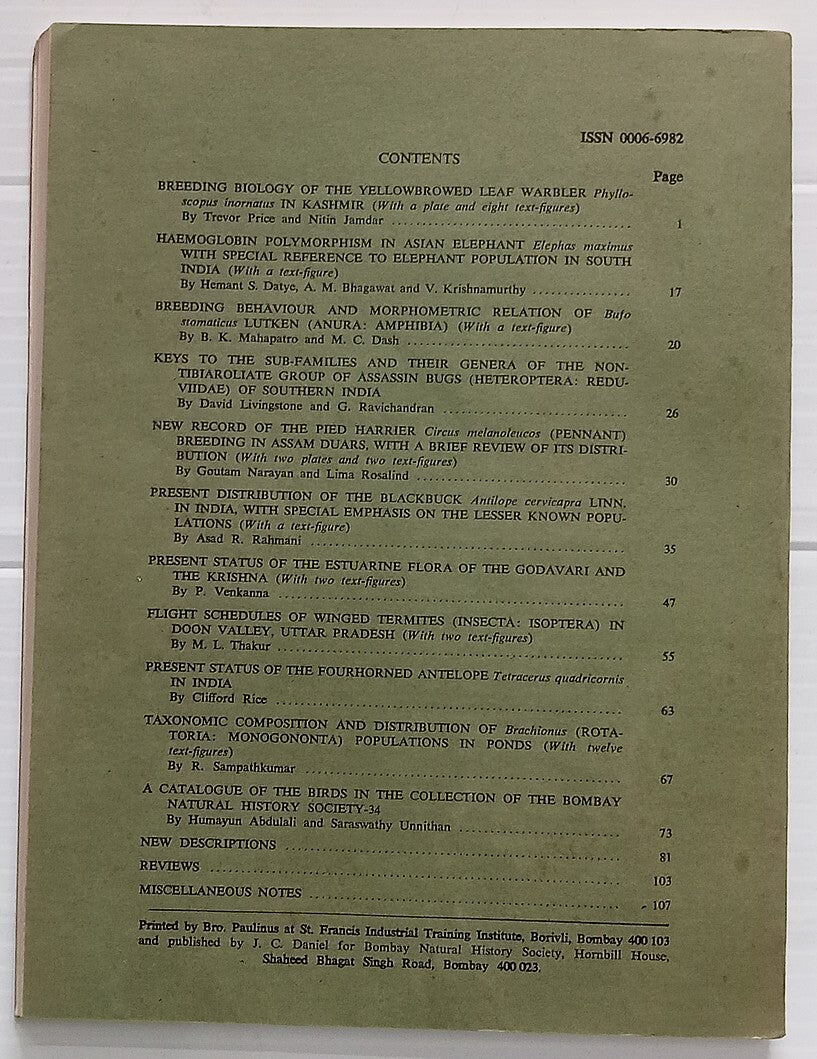 AOP India JOURNAL OF THE BOMBAY NATURAL HISTORY SOCIETY April 1991