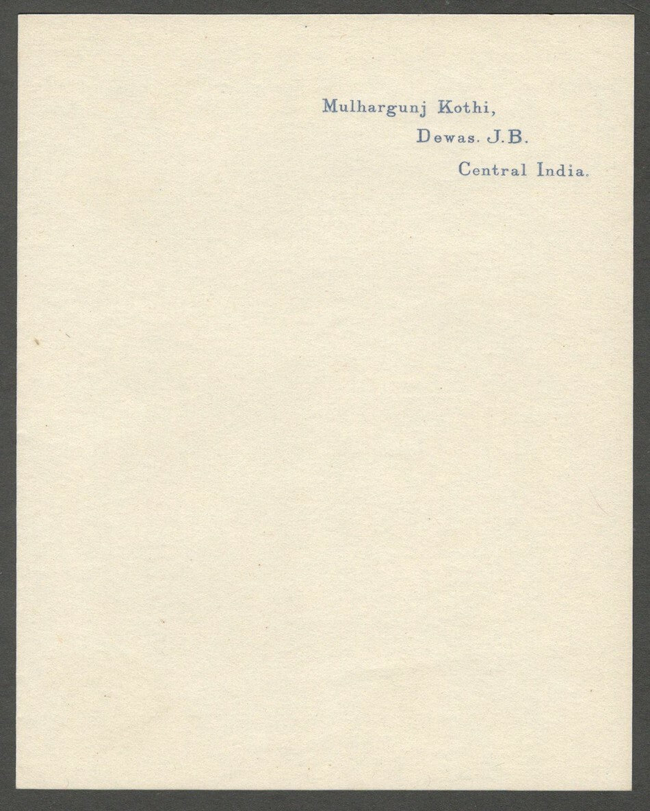 AOP India Dewas J.B. State Mulhargunj Kothi herald crested letter sheet (2)