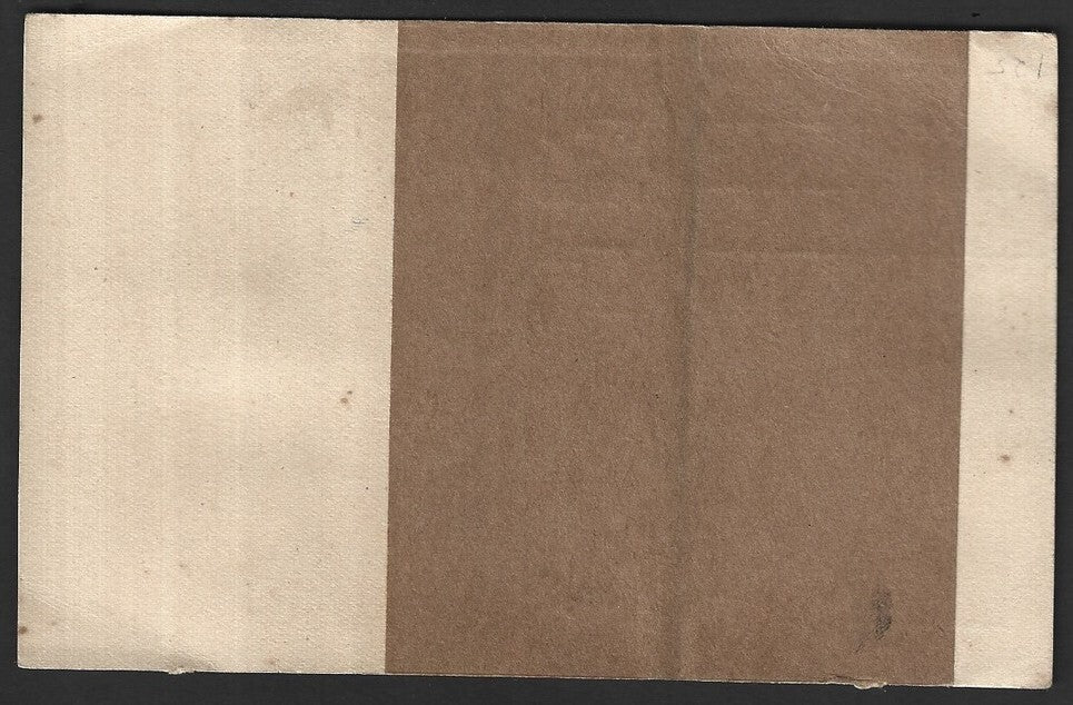 India 1950s 9p Trimurti postal card wi large tape repair STAMP PRINTED ON TAPE