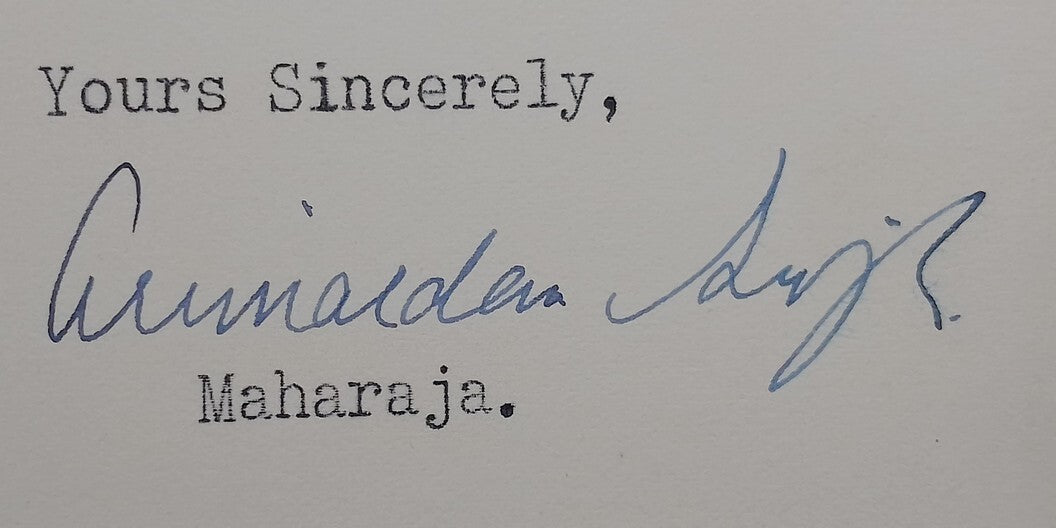 CHARKARI STATE India 1936 crested letter signed Maharaja Arimardan Singh