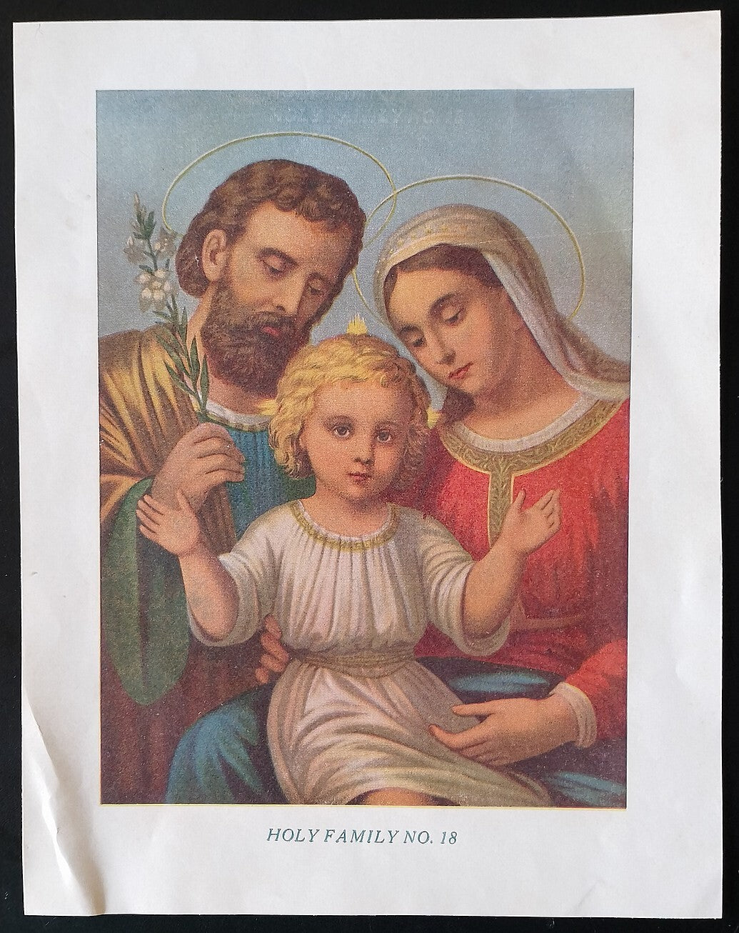 AOP India vintage poster Holy Family Baby Jesus Mary & Joseph 7x9 inches