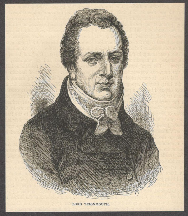 India LORD TEIGNMOUTH engraved print ex libris Rousslet 1876 5.5"x4.5"