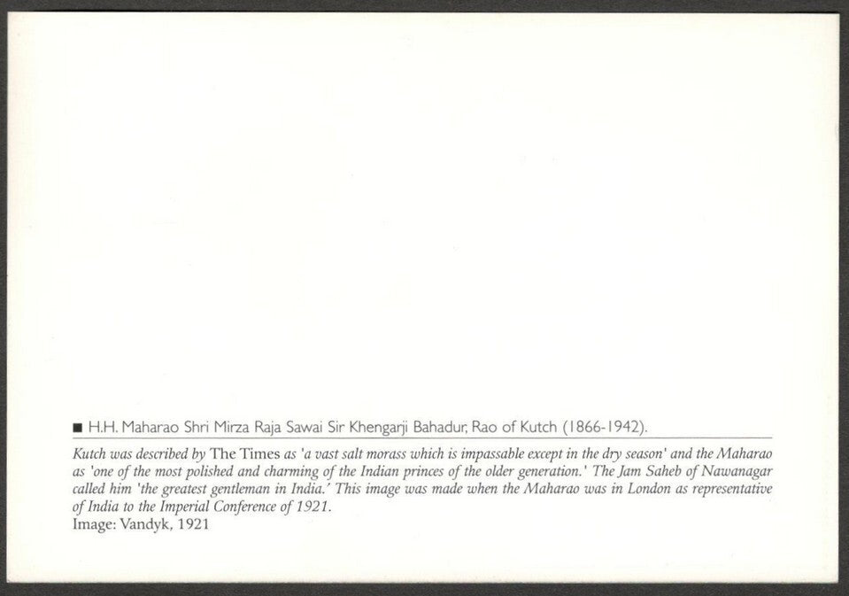 AOP India 2010 Princely States maxi card - Khengarji Bahadur Rao of Kutch