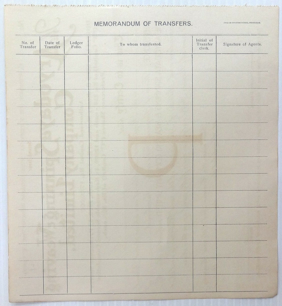 India Aryodaya Spinning preference share certificate UNUSED