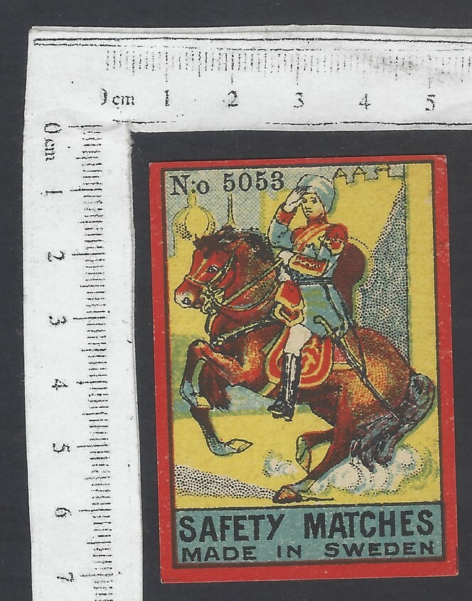 AOP India vintage matchbox label JHANSI KI RANI Made in Sweden