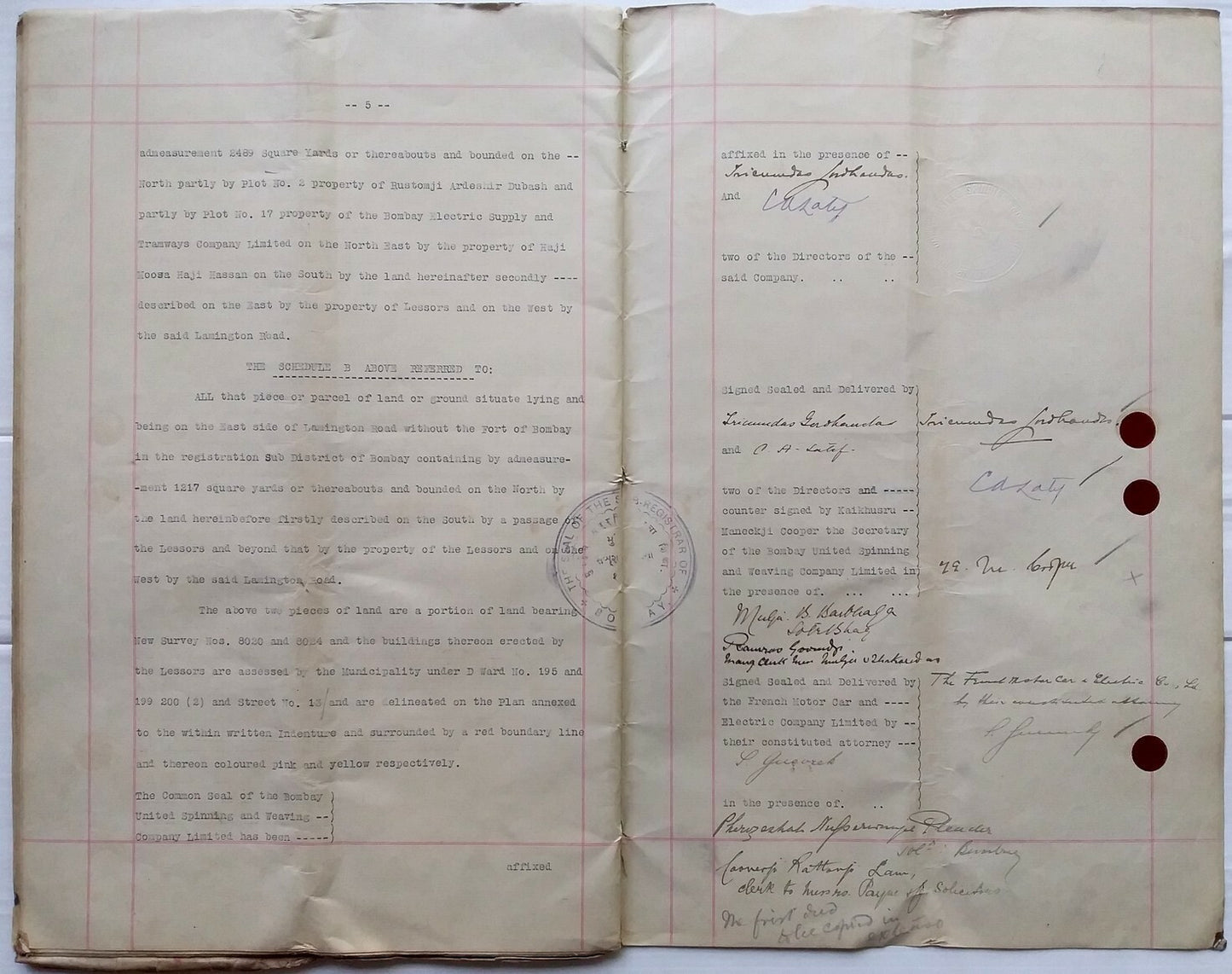 India 1927 Agreement The French Motor Car & Electric Co. Paris