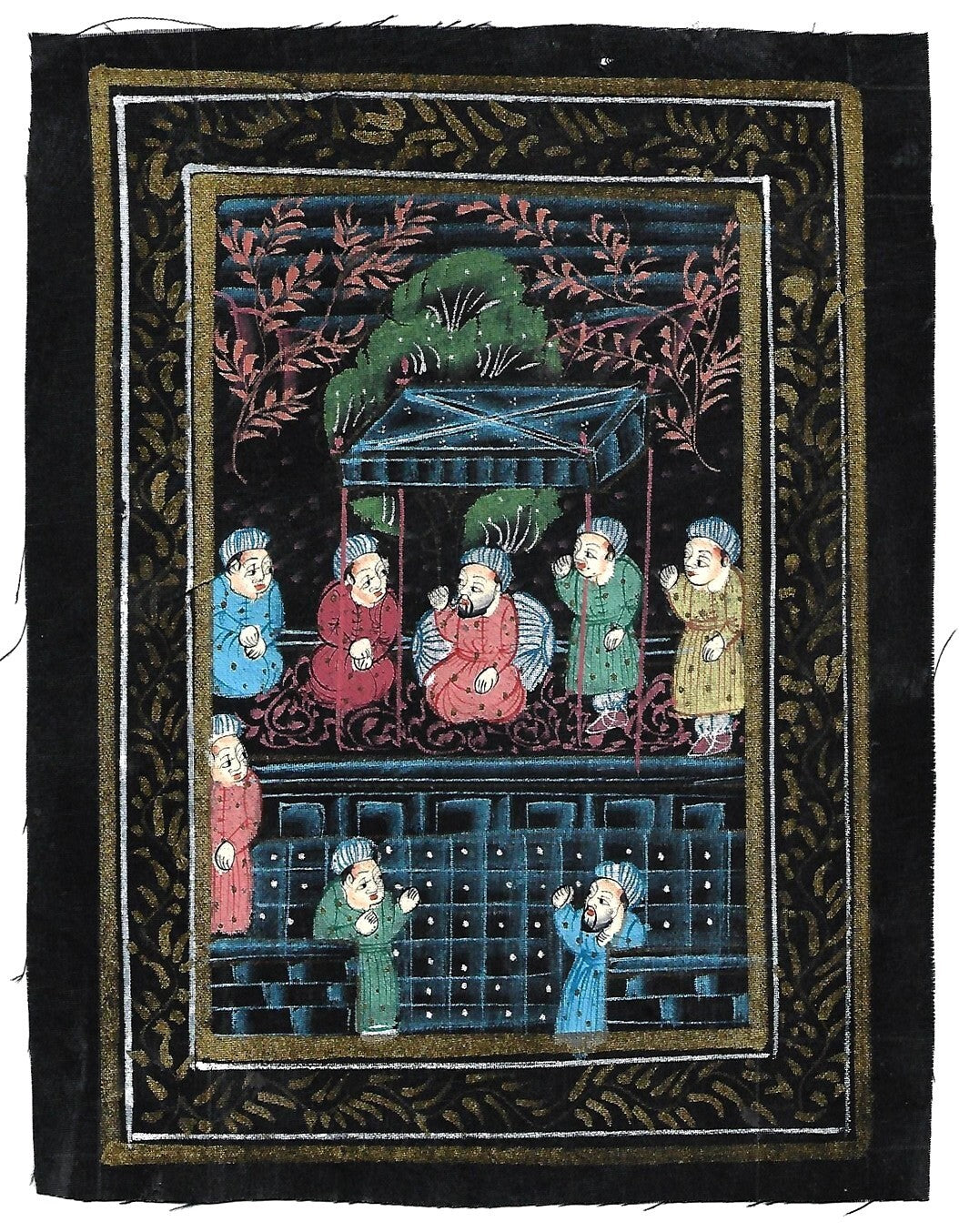 Indian watercolour painting on cloth 6.5x 8.5 inches