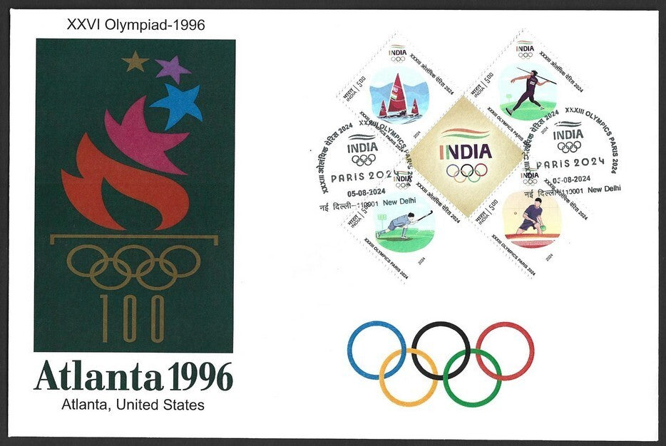 India 2024 Paris Olympics FDC with 1996 Atlanta, US Olympics cachet