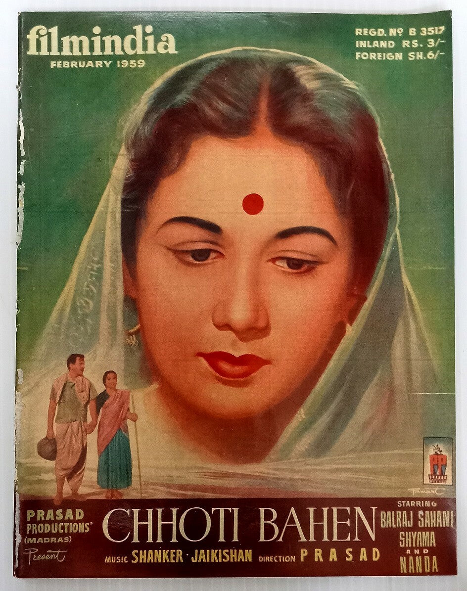 AOP FILM INDIA Feb 1959 issue CHHOTI BAHEN cover