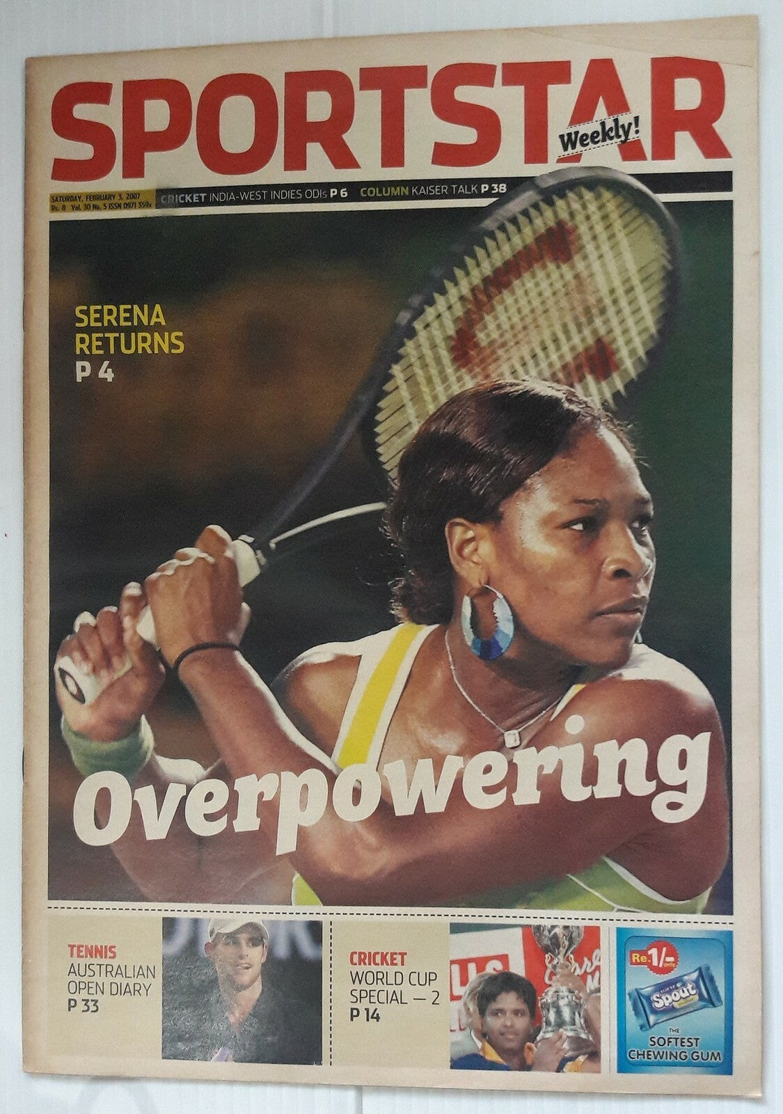 India Sportstar 2006-08 TENNIS cover issues 10” X 13” (5)
