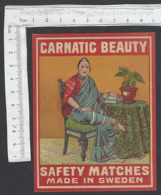 AOP India vintage packet size label Carnatic Beauty Made in Sweden