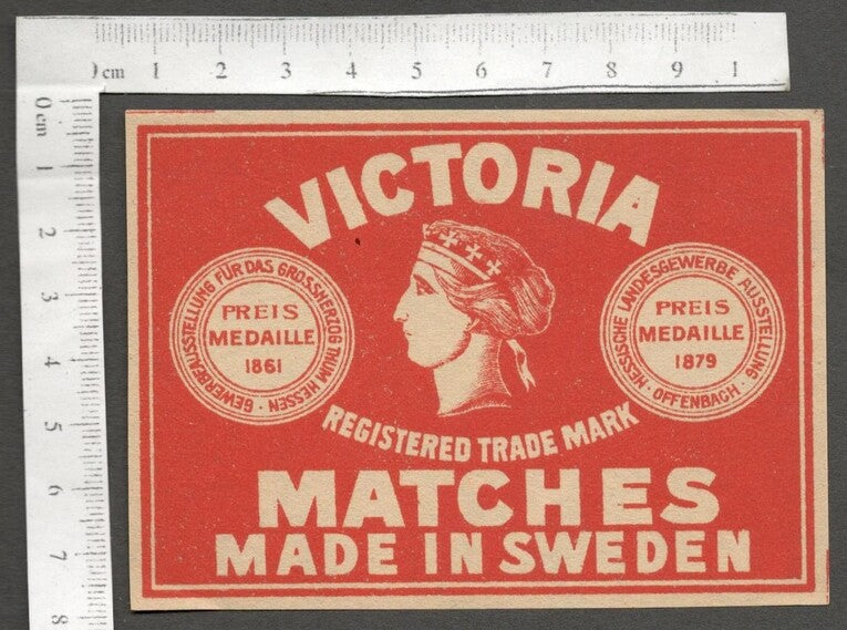 AOP India 1910s-1940s large packet size matchbox label VICTORIA