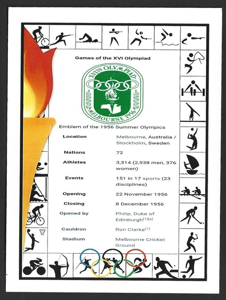 India 2024 Paris Olympics maxi card wth 1956 Melbourne Australia Olympics cachet
