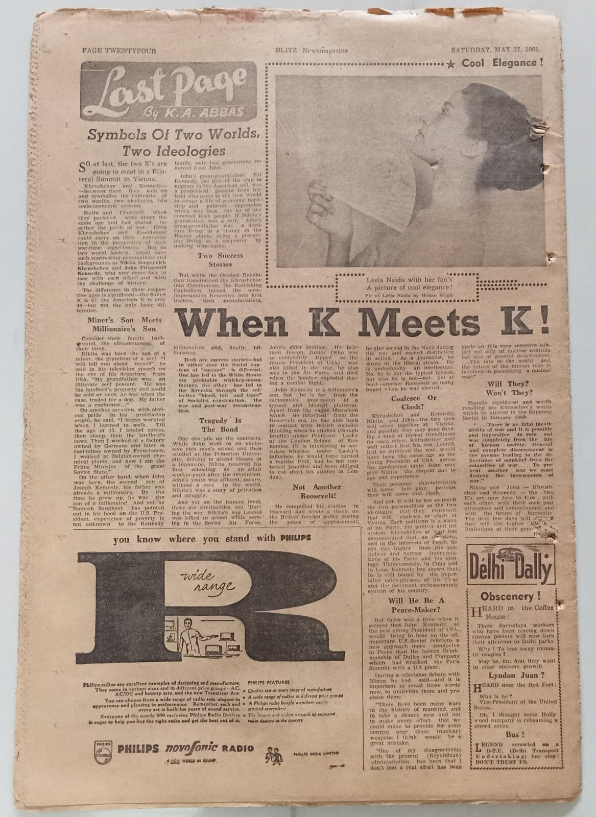 AOP India BLITZ 27 May 1961 MURDER BT CASTE PREJUDICE! (R )