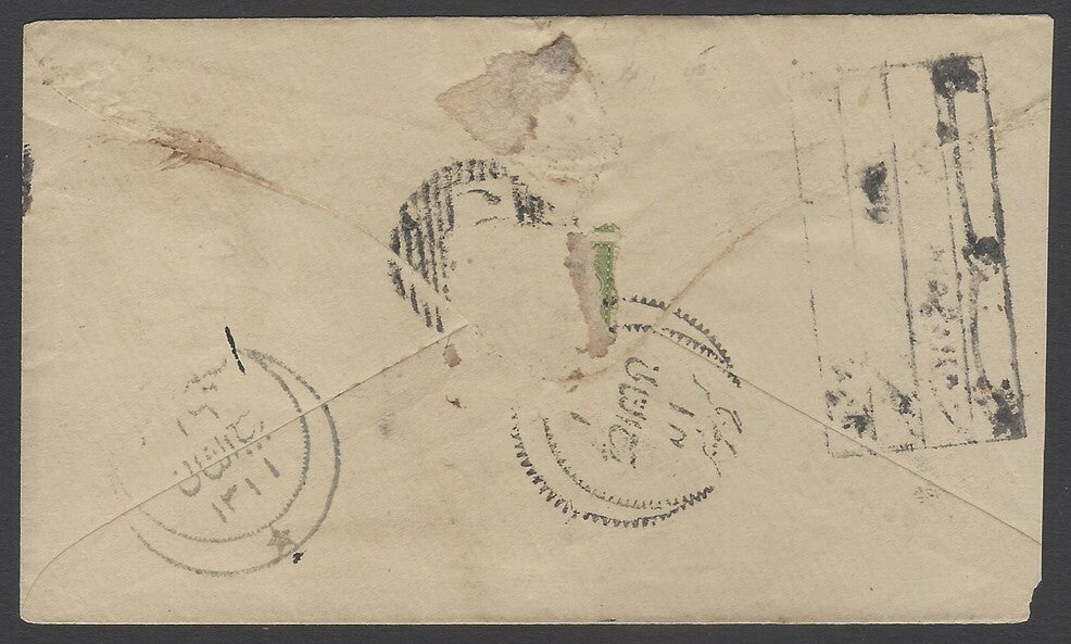 AOPIMT India Hyderabad State 1891 1/2a yellow envelope used HG #B10