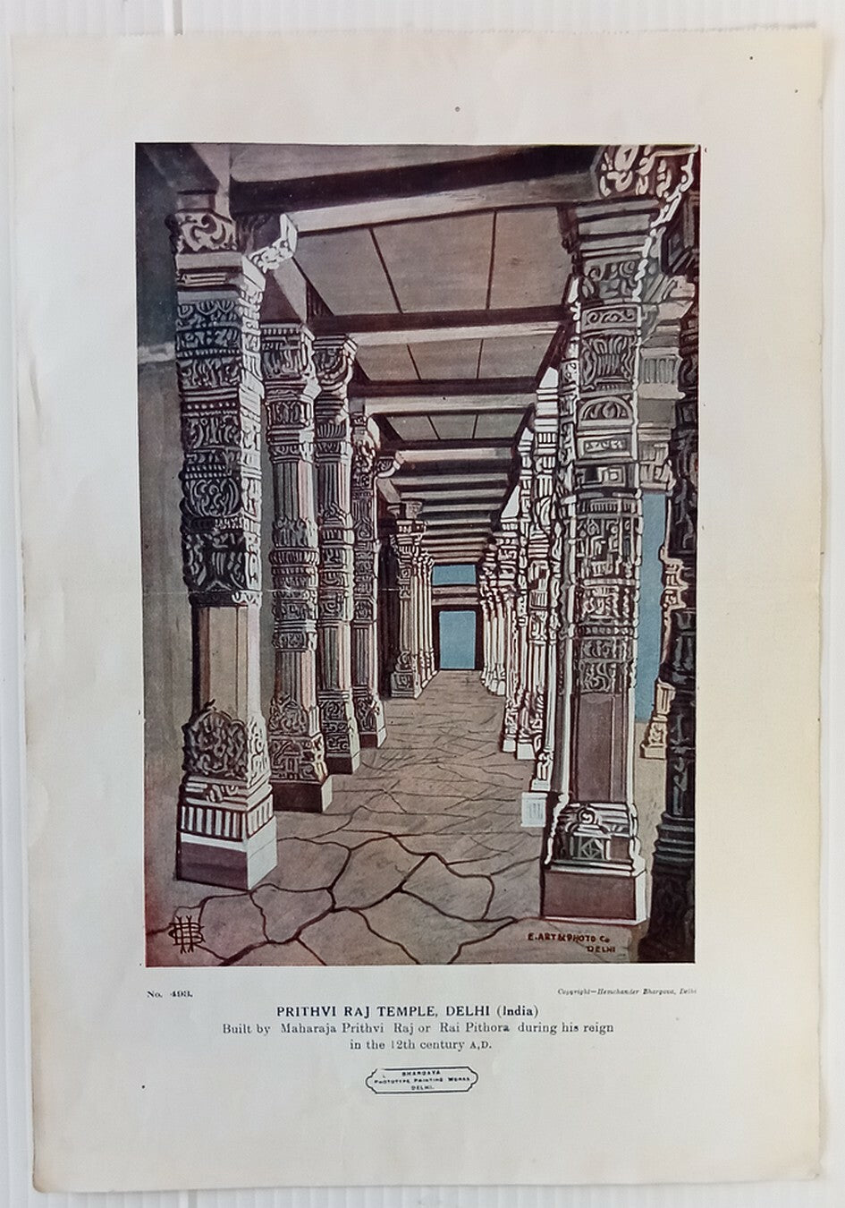India vintage poster Prithvi Raj Temple, Delhi 25x36 cm