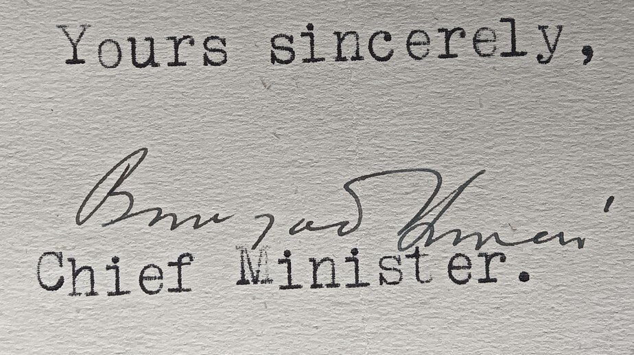 India 1946 crested letter JAORA STATE signed Chief Minister