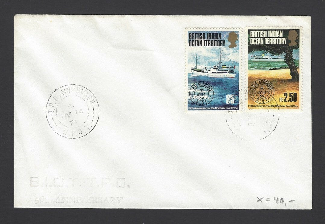 BIOT British Indian Ocean Territory 1974 T.P.O. NORDVAER cover