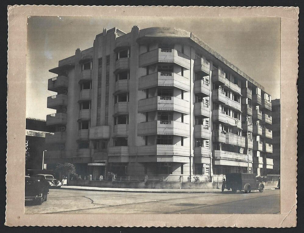 India Bombay vintage mounted photo ART DECO Framroze Court, Marine Drive 6"x7.5"