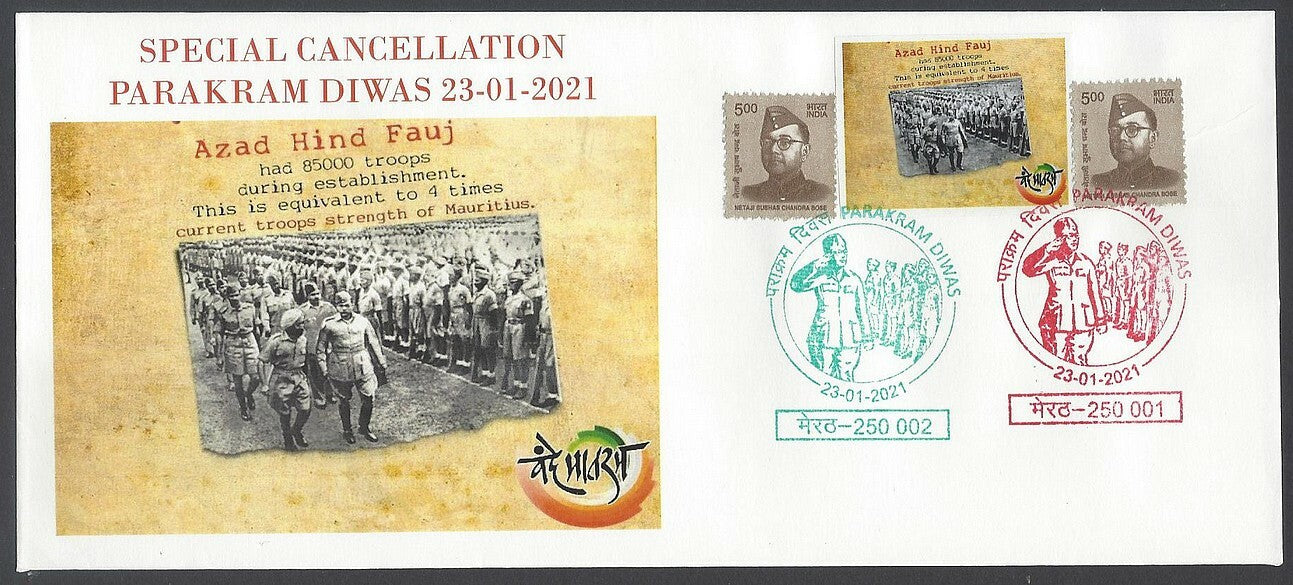 AOP India 2021 Netaji Jayanti Subhas Chandra Bose special cover with label