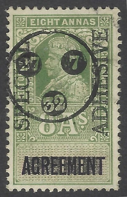 AOP India revenues KGV Special Adhesive overprint on Agreement 8a. Bft 132