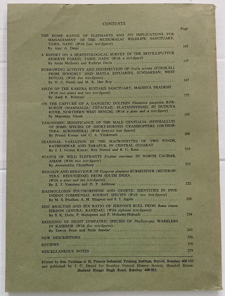 AOP India JOURNAL OF THE BOMBAY NATURAL HISTORY SOCIETY August 1991