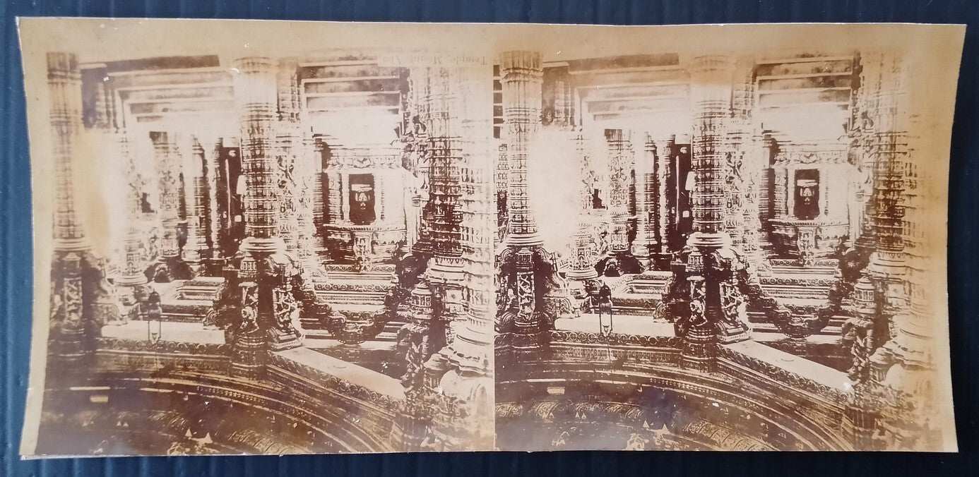 AOP India vintage stereo photo TEMPLE, MT. ABU