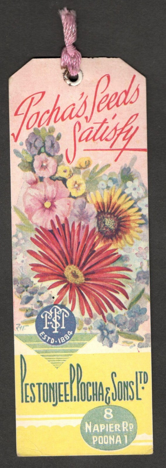 (AOP) India vintage GROW MORE FOOD / POCHA'S SEEDS pictorial bookmark