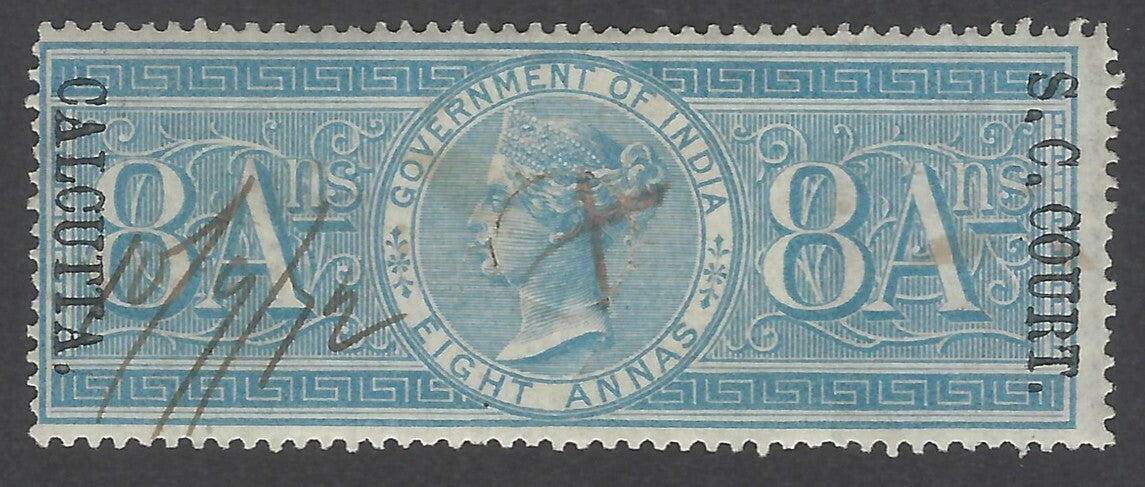 AOP India S.C. COURT CALCUTTA overprint on 1868 Special Adhesive 8a. Bft 52