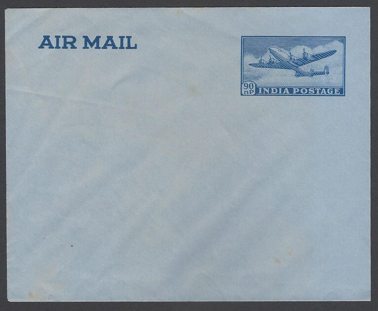 AOP India 1950s 90np airmail envelope unused