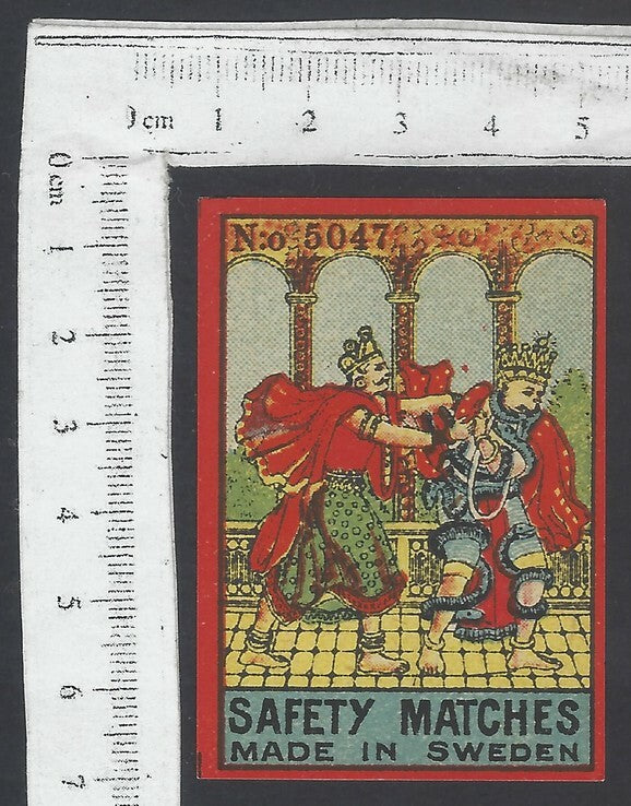 AOP India vintage matchbox label NARASIMHA Made in Sweden