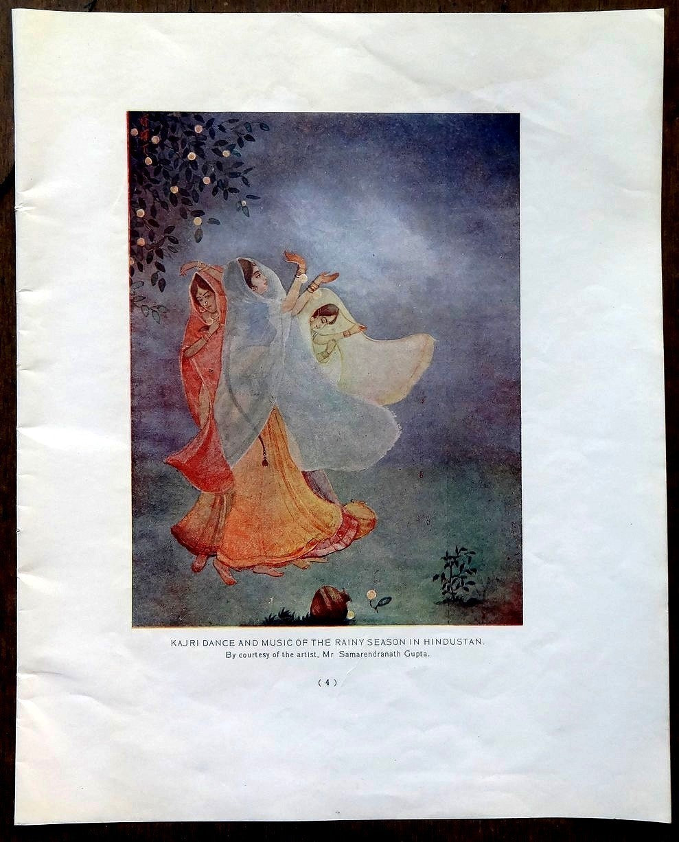 India c.1920s print KAJRI DANCE by Samarendranath Gupta 27.5cm x 22.5cm