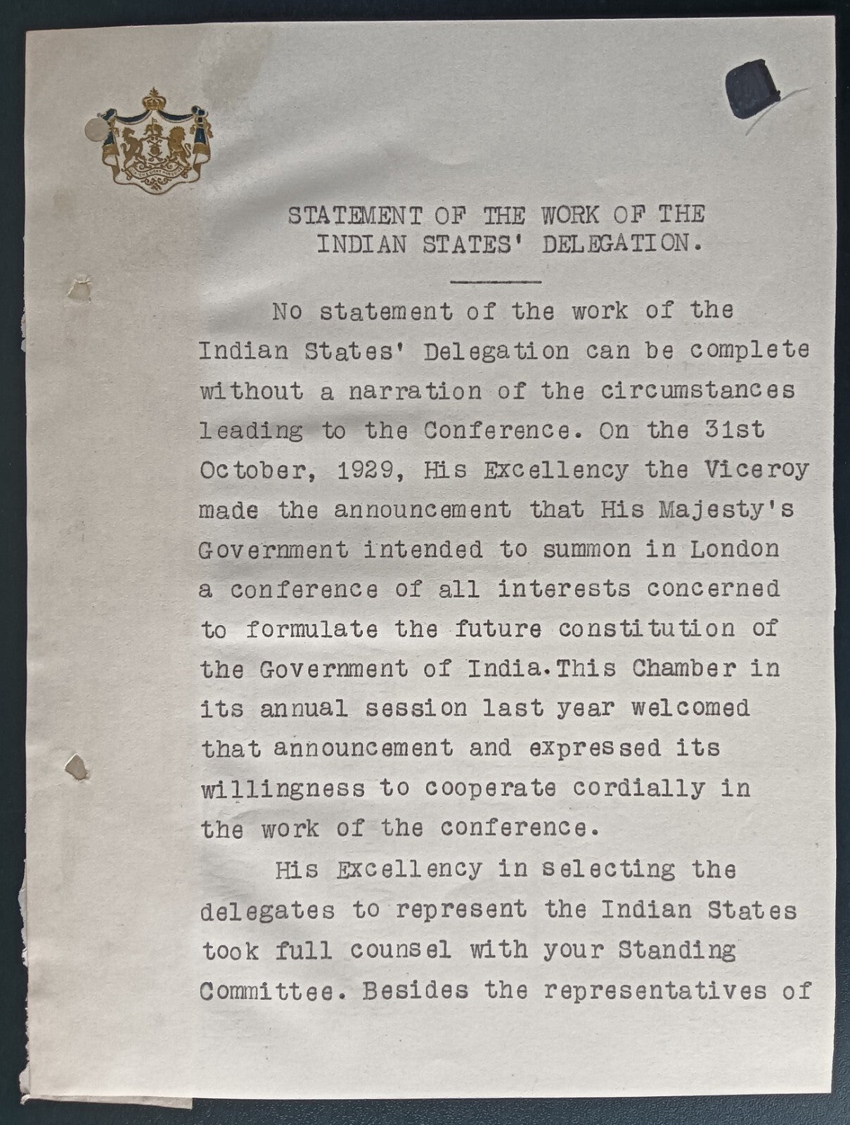 India crested letter PATIALA STATE