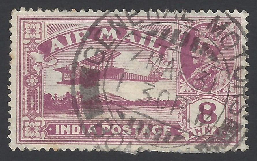 India 1929 Airmail 8as cancelled GENERAL MOTORS BOMBAY