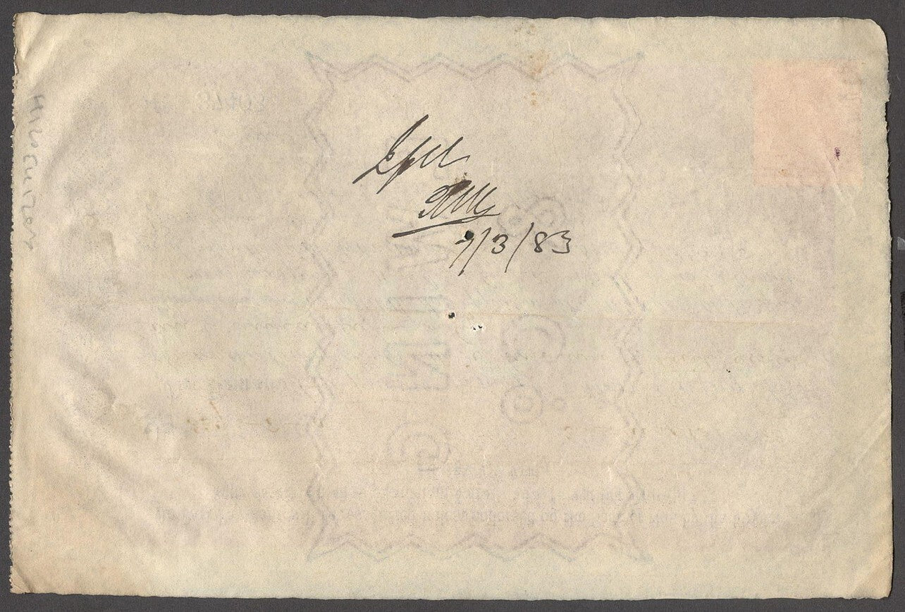 India 1882-84 Demand Notes with Queen Victoria 1a lilac revenue stamps (5)