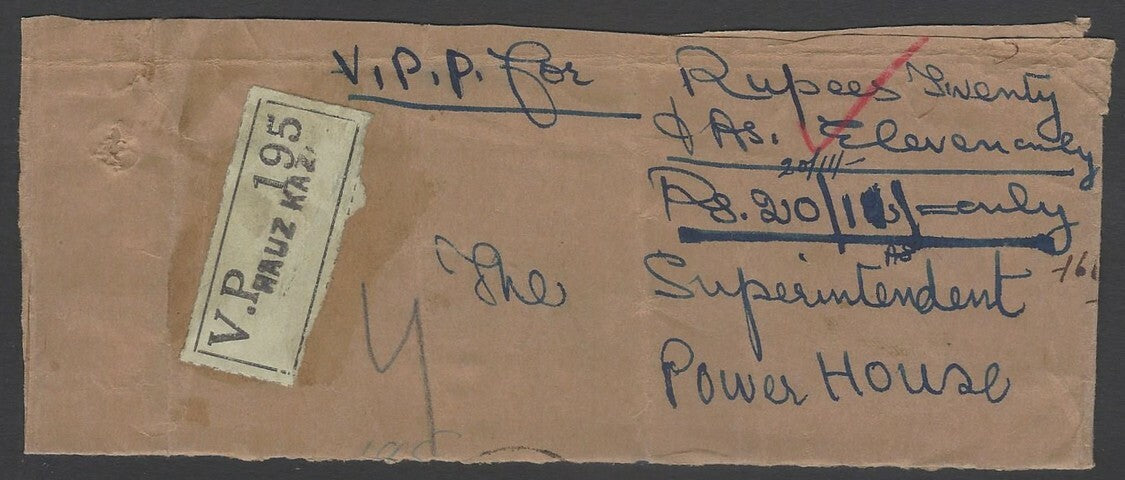 AOP India KGVI 1942 VPP parcel front