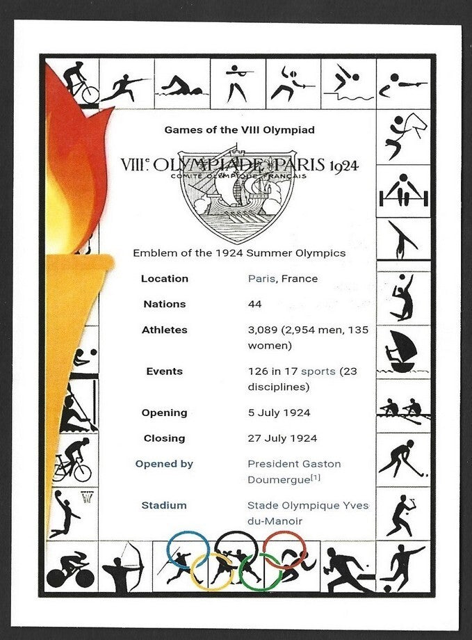 India 2024 Paris Olympics maxi card with 1924 Paris, France Olympics cachet