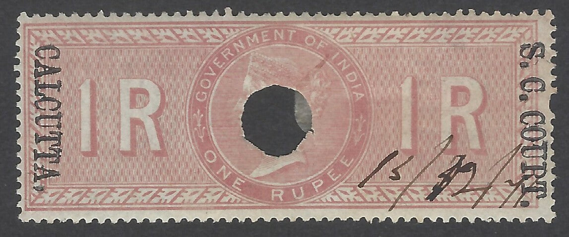 AOP India S.C. COURT CALCUTTA overprint on 1868 Special Adhesive 1R. Bft 53