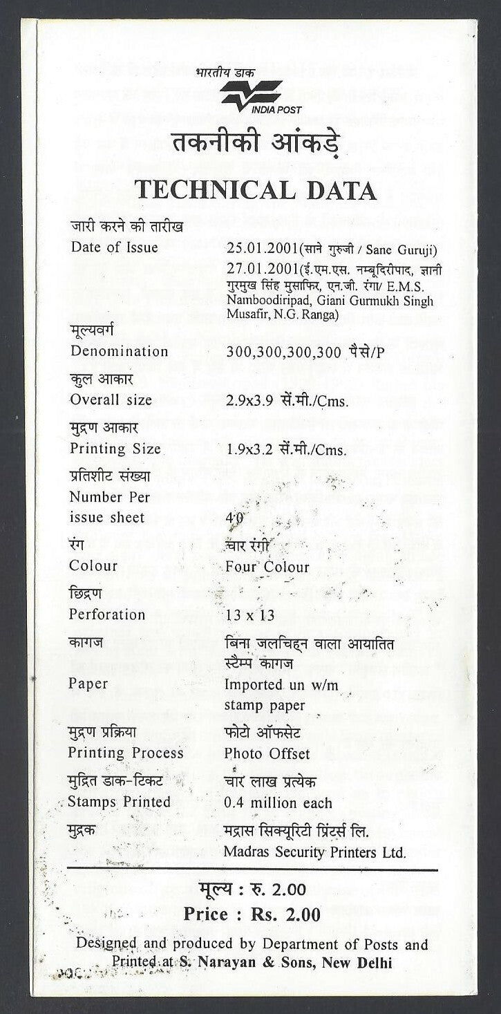 India 2001 Personality Series : Socio Political Development used brochure